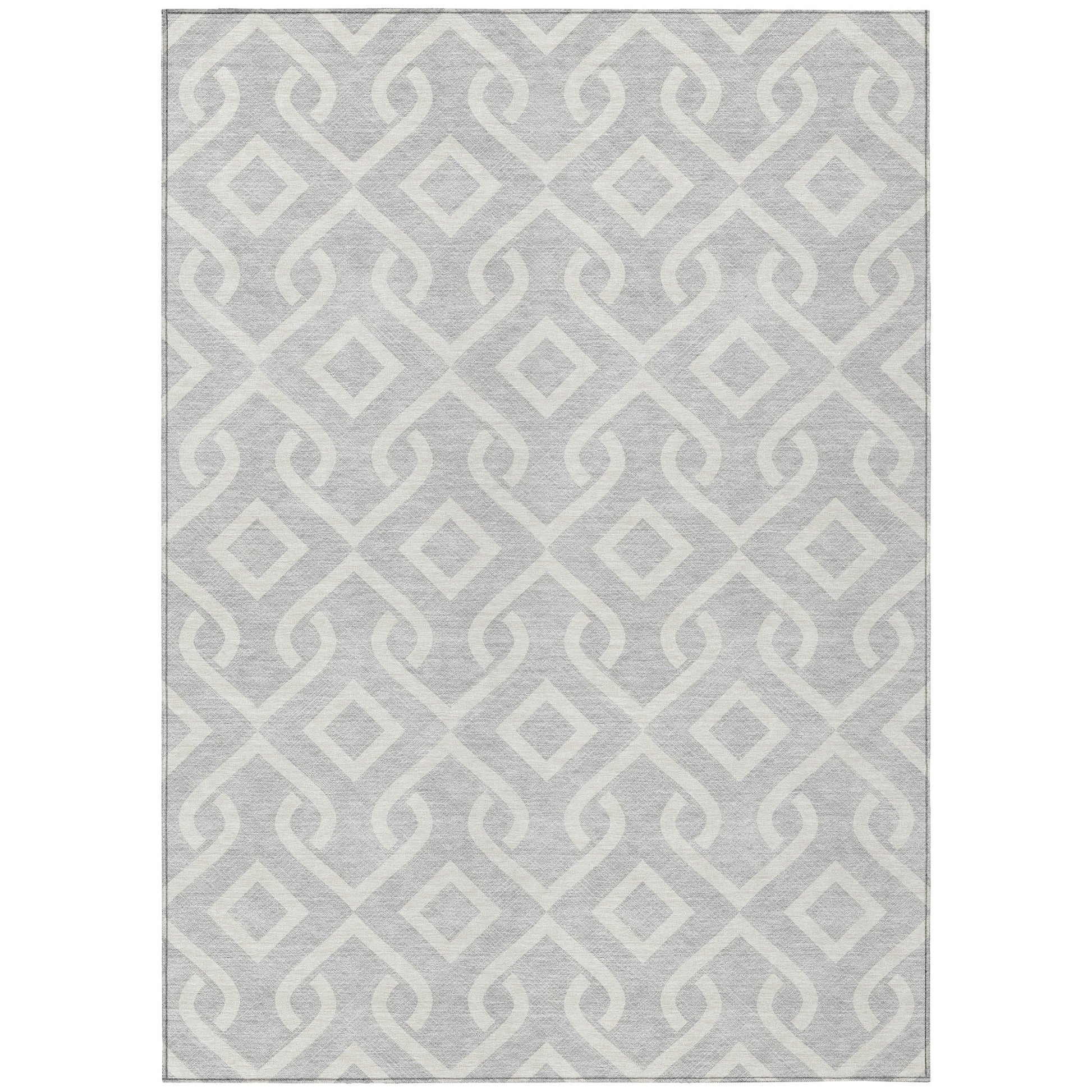Addison Rugs Offset Stripes Silver Washable Indoor-Outdoor Rug