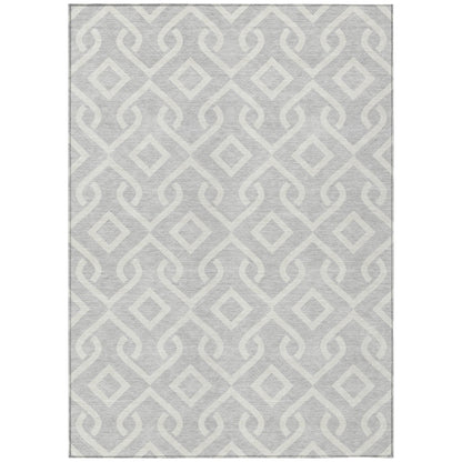 Addison Rugs Offset Stripes Silver Washable Indoor-Outdoor Rug