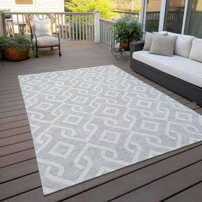 Addison Rugs Offset Stripes Silver Washable Indoor-Outdoor Rug