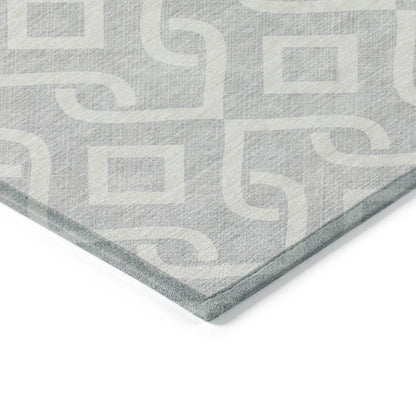 Addison Rugs Offset Stripes Silver Washable Indoor-Outdoor Rug