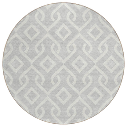 Addison Rugs Offset Stripes Silver Washable Indoor-Outdoor Rug