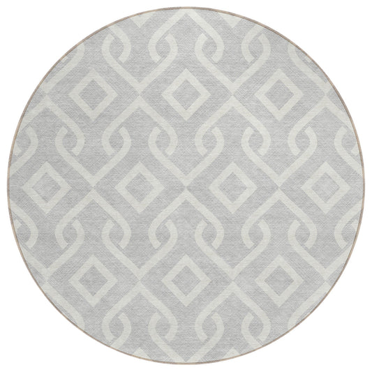 Addison Rugs Offset Stripes Silver Washable Indoor-Outdoor Rug