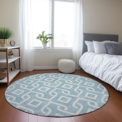 Addison Rugs Offset Stripes Sky Washable Indoor-Outdoor Rug