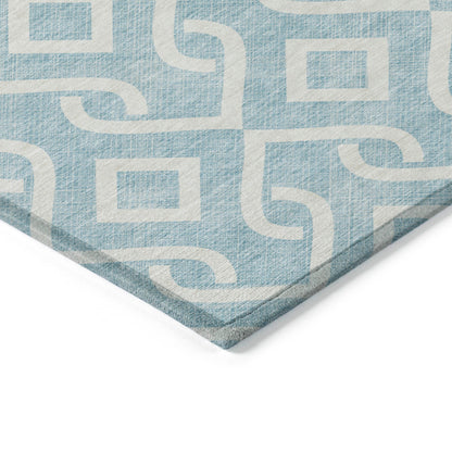 Addison Rugs Offset Stripes Sky Washable Indoor-Outdoor Rug
