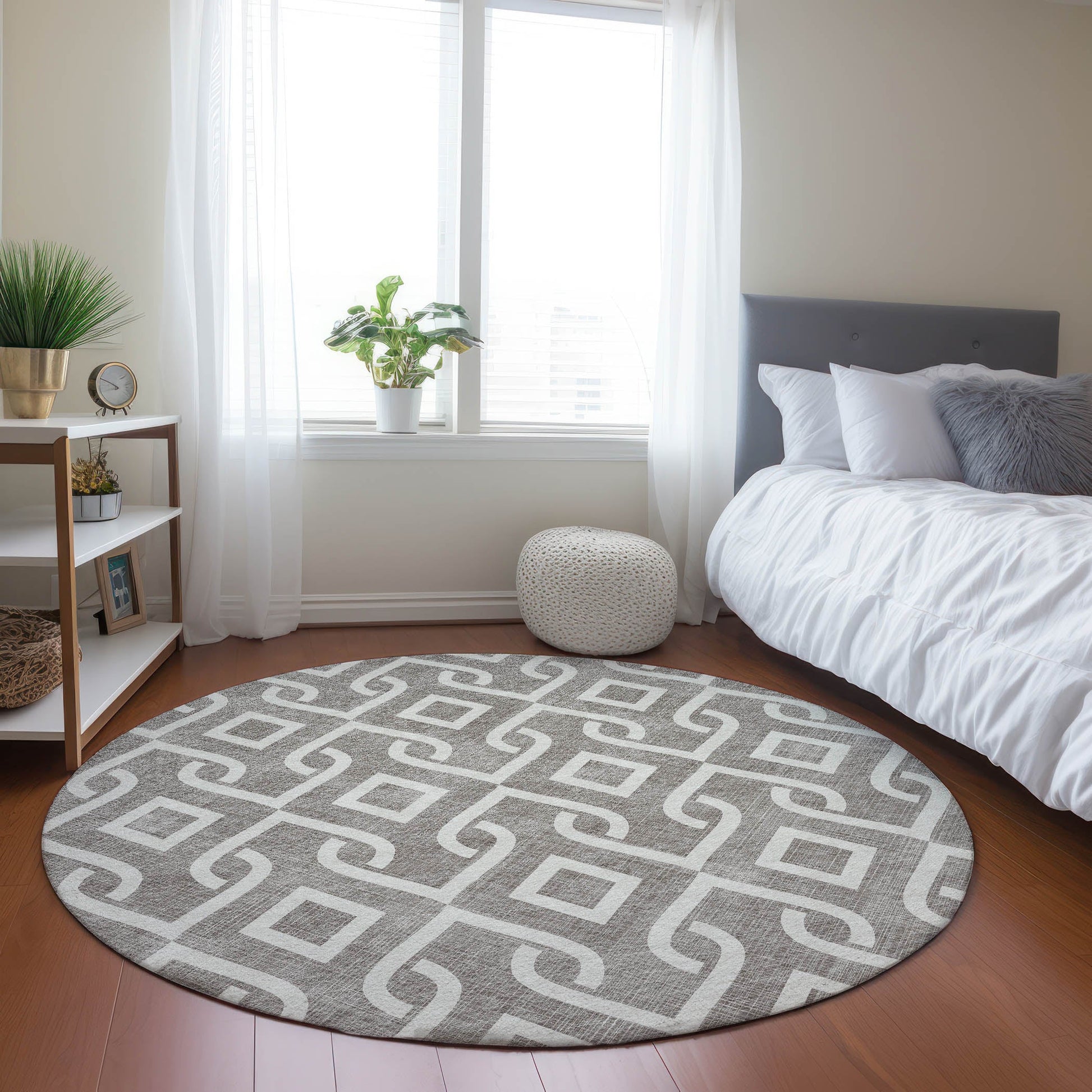 Addison Rugs Offset Stripes Taupe Washable Indoor-Outdoor Rug