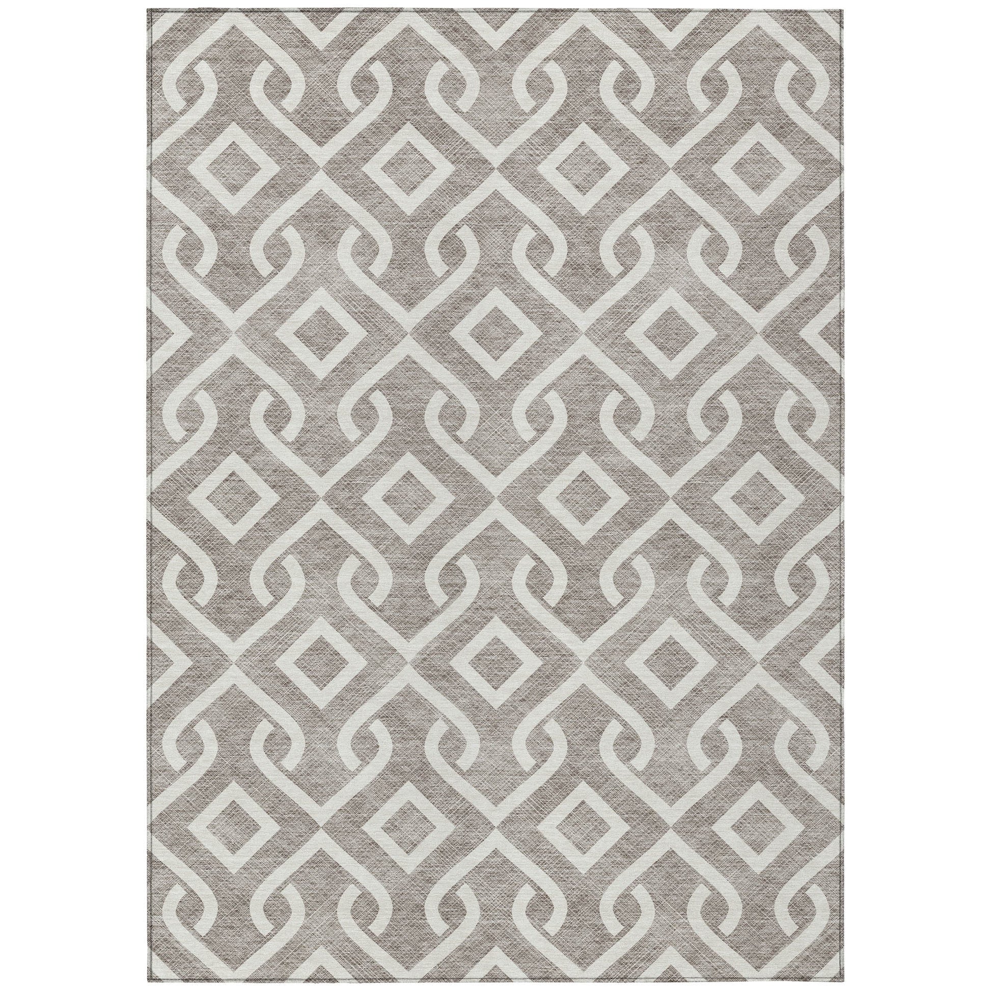 Addison Rugs Offset Stripes Taupe Washable Indoor-Outdoor Rug