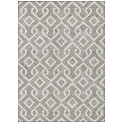 Addison Rugs Offset Stripes Taupe Washable Indoor-Outdoor Rug