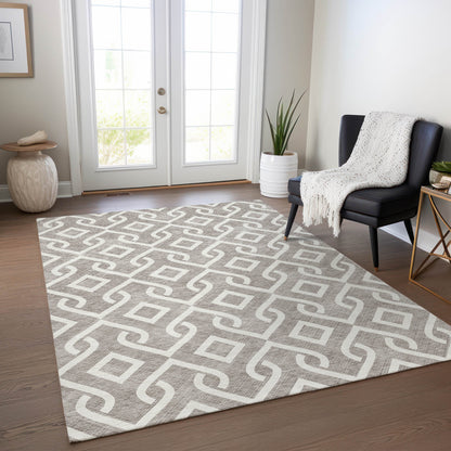 Addison Rugs Offset Stripes Taupe Washable Indoor-Outdoor Rug