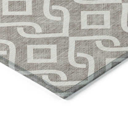 Addison Rugs Offset Stripes Taupe Washable Indoor-Outdoor Rug