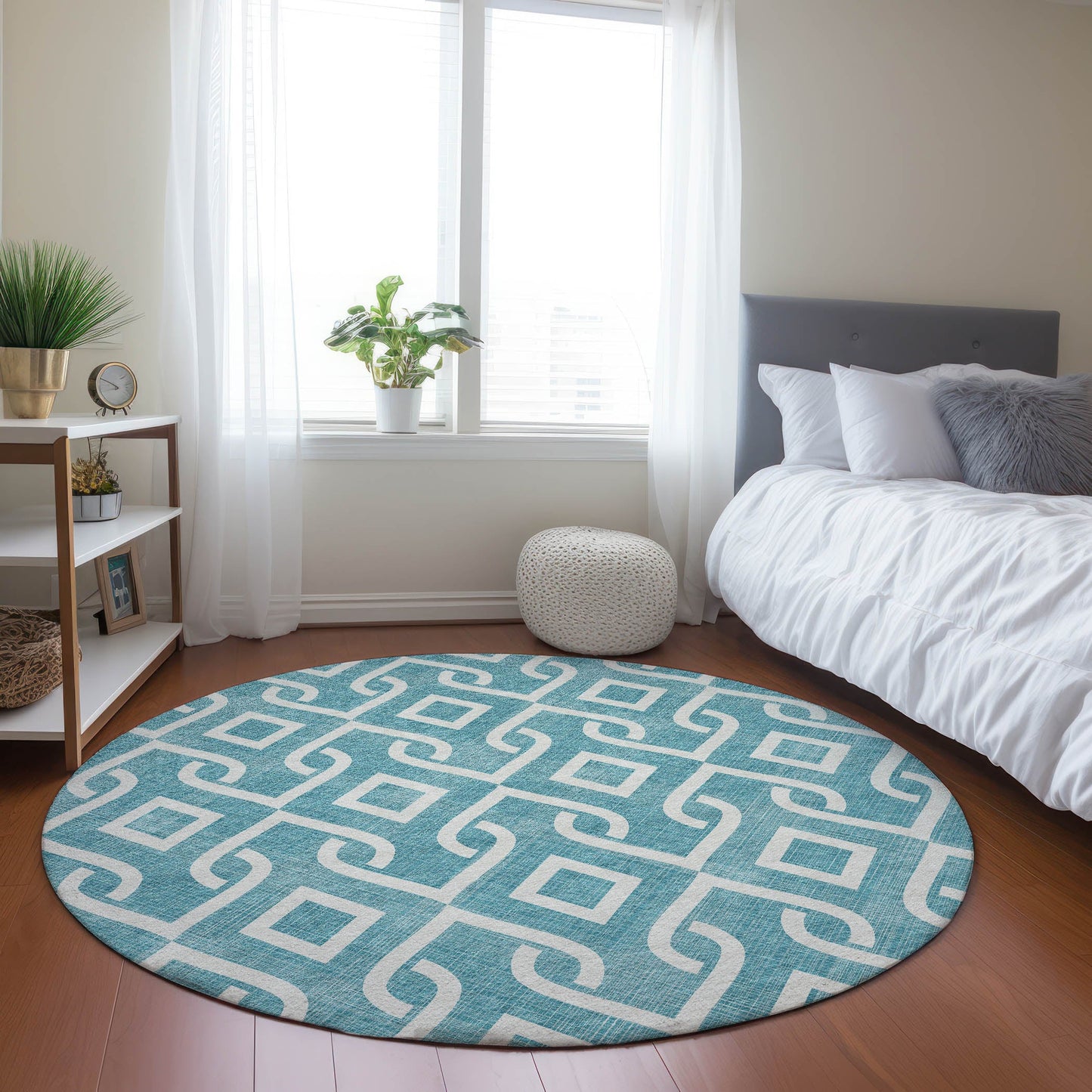 Addison Rugs Offset Stripes Teal Washable Indoor-Outdoor Rug