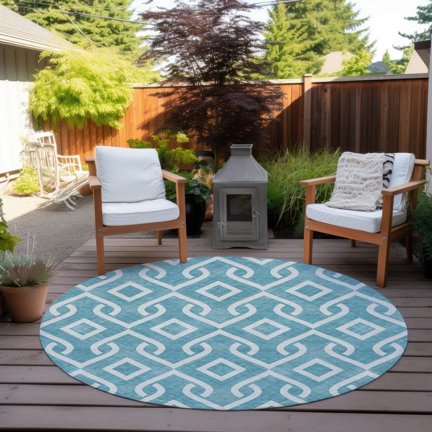 Addison Rugs Offset Stripes Teal Washable Indoor-Outdoor Rug