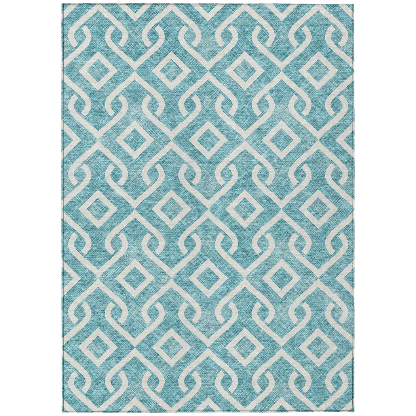 Addison Rugs Offset Stripes Teal Washable Indoor-Outdoor Rug