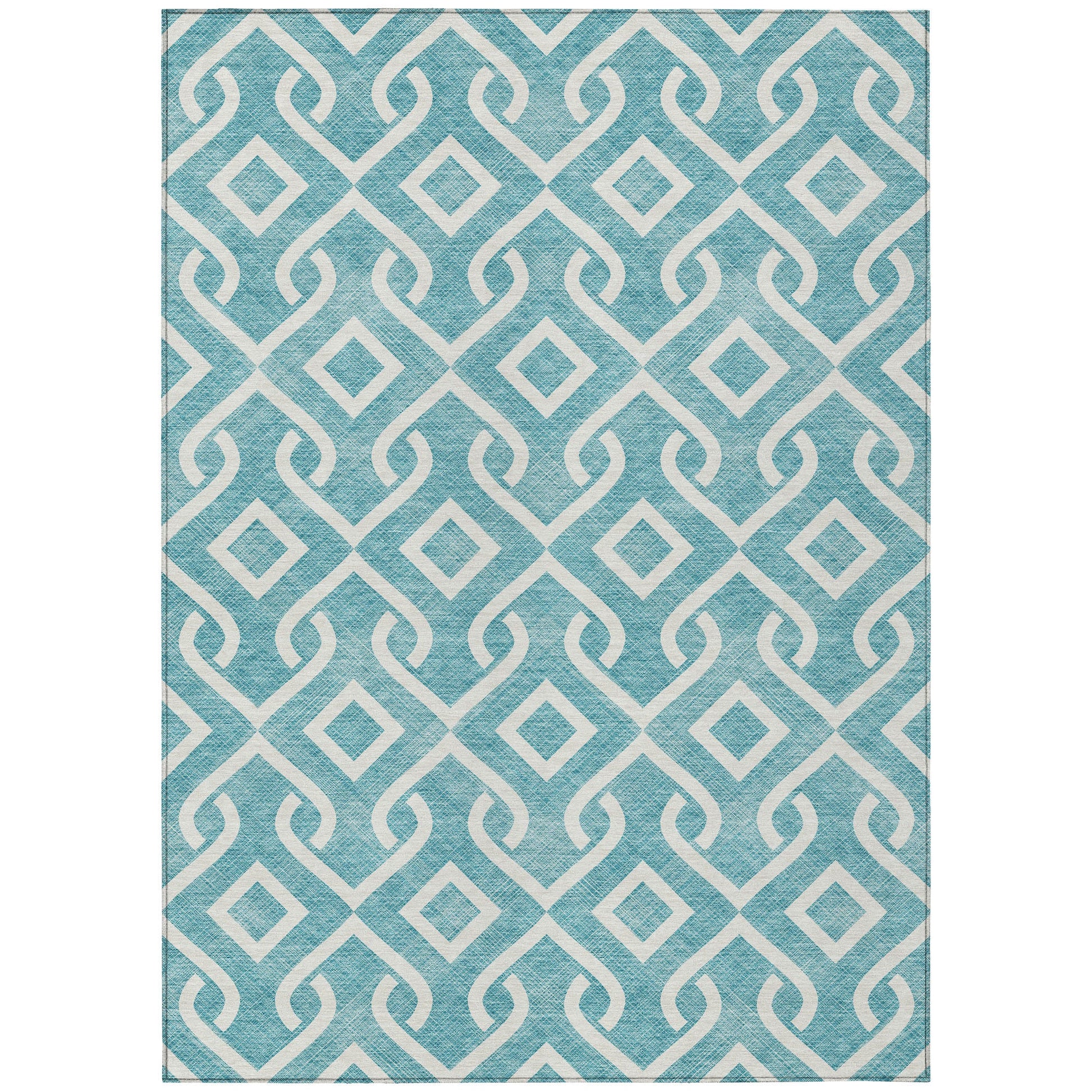 Addison Rugs Offset Stripes Teal Washable Indoor-Outdoor Rug