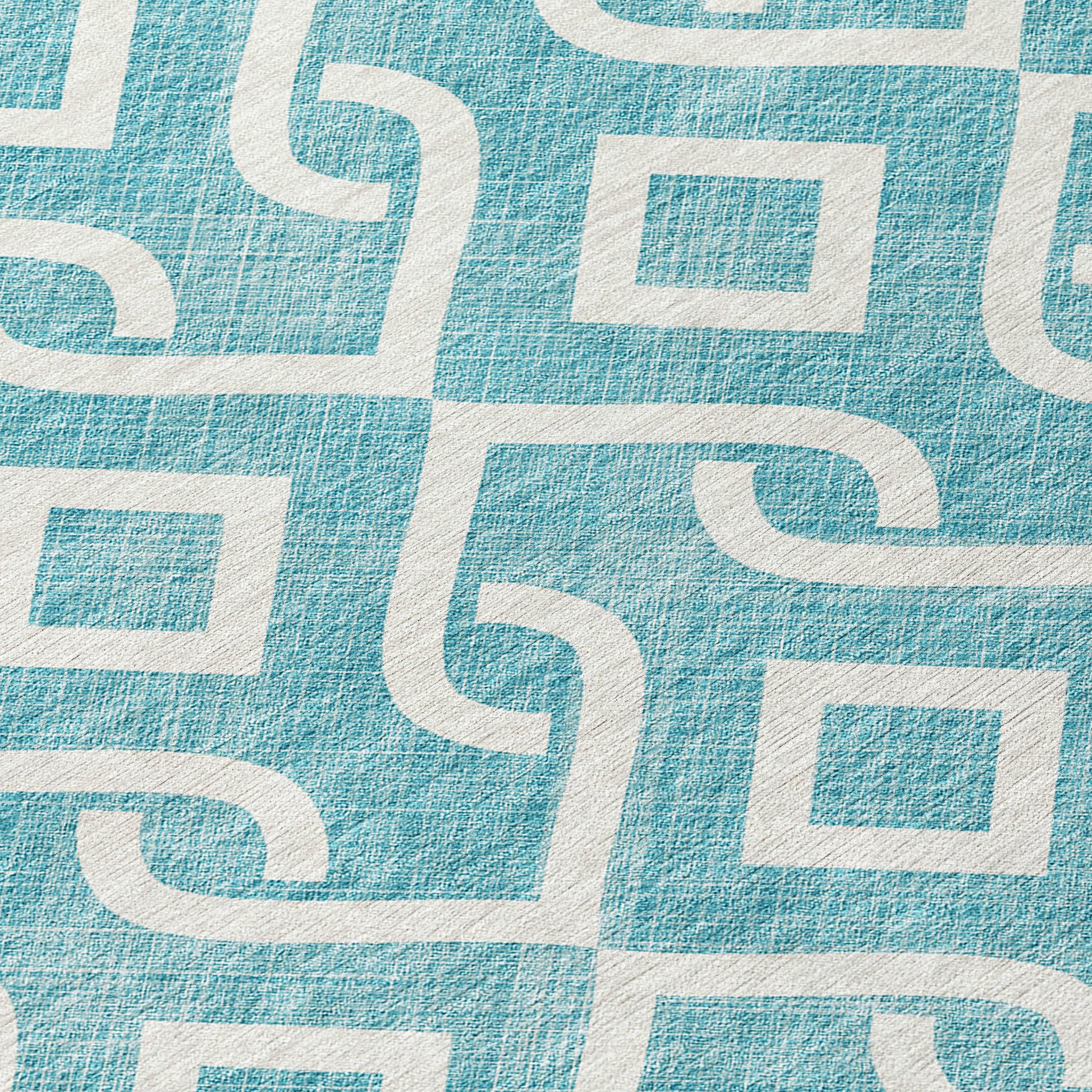 Addison Rugs Offset Stripes Teal Washable Indoor-Outdoor Rug