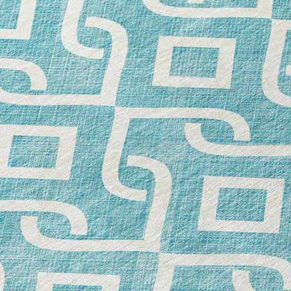 Addison Rugs Offset Stripes Teal Washable Indoor-Outdoor Rug