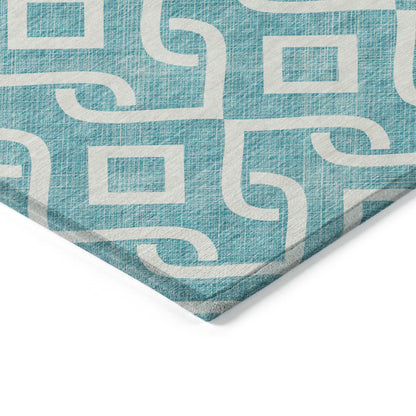 Addison Rugs Offset Stripes Teal Washable Indoor-Outdoor Rug