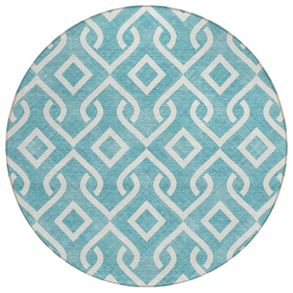Addison Rugs Offset Stripes Teal Washable Indoor-Outdoor Rug