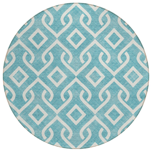 Addison Rugs Offset Stripes Teal Washable Indoor-Outdoor Rug