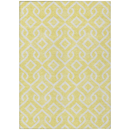 Addison Rugs Offset Stripes Yellow Washable Indoor-Outdoor Rug