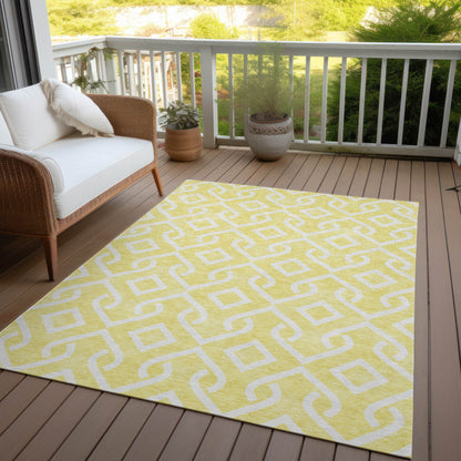 Addison Rugs Offset Stripes Yellow Washable Indoor-Outdoor Rug
