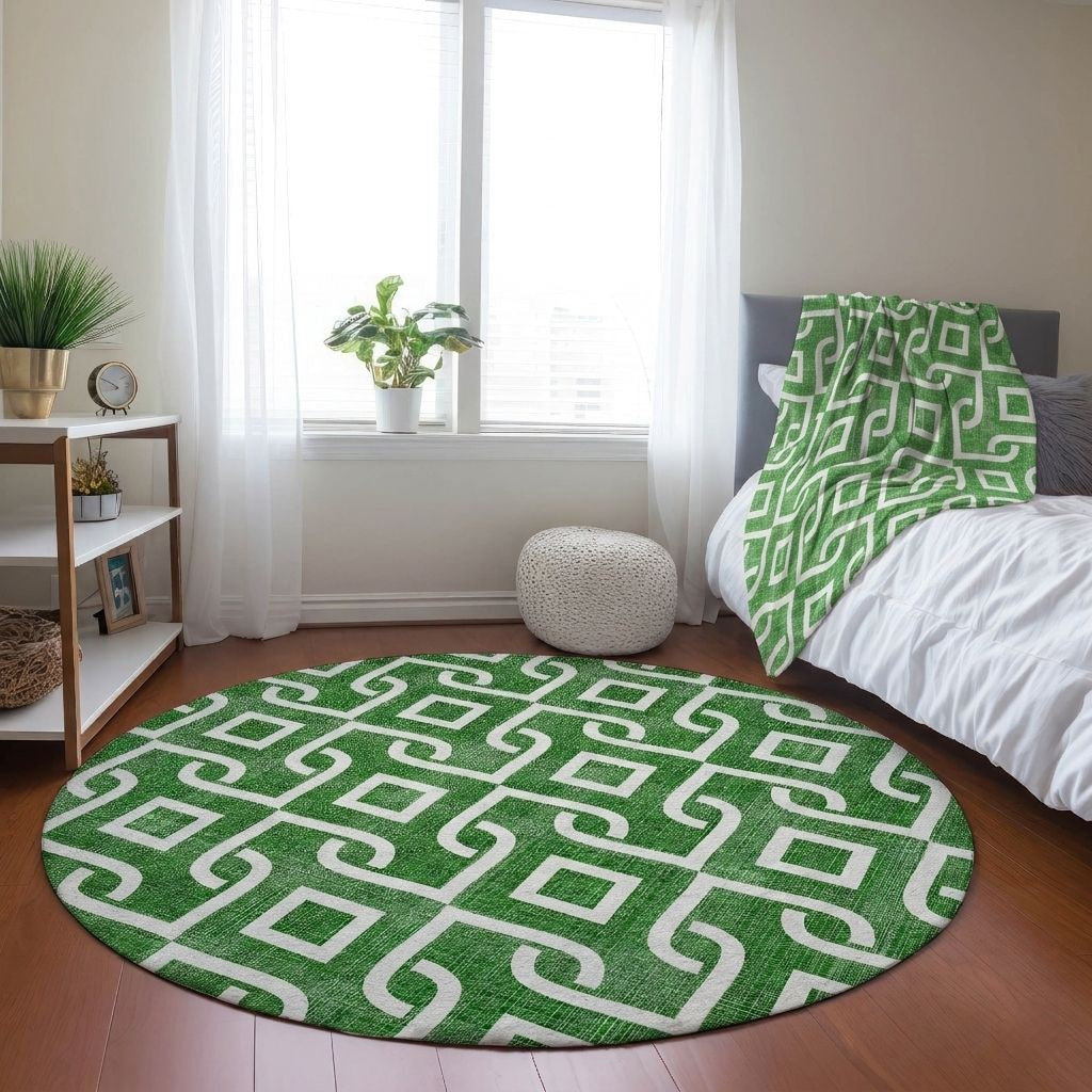 Addison Rugs Offset Stripes Emerald Indoor-Outdoor Rug with Matching Throw