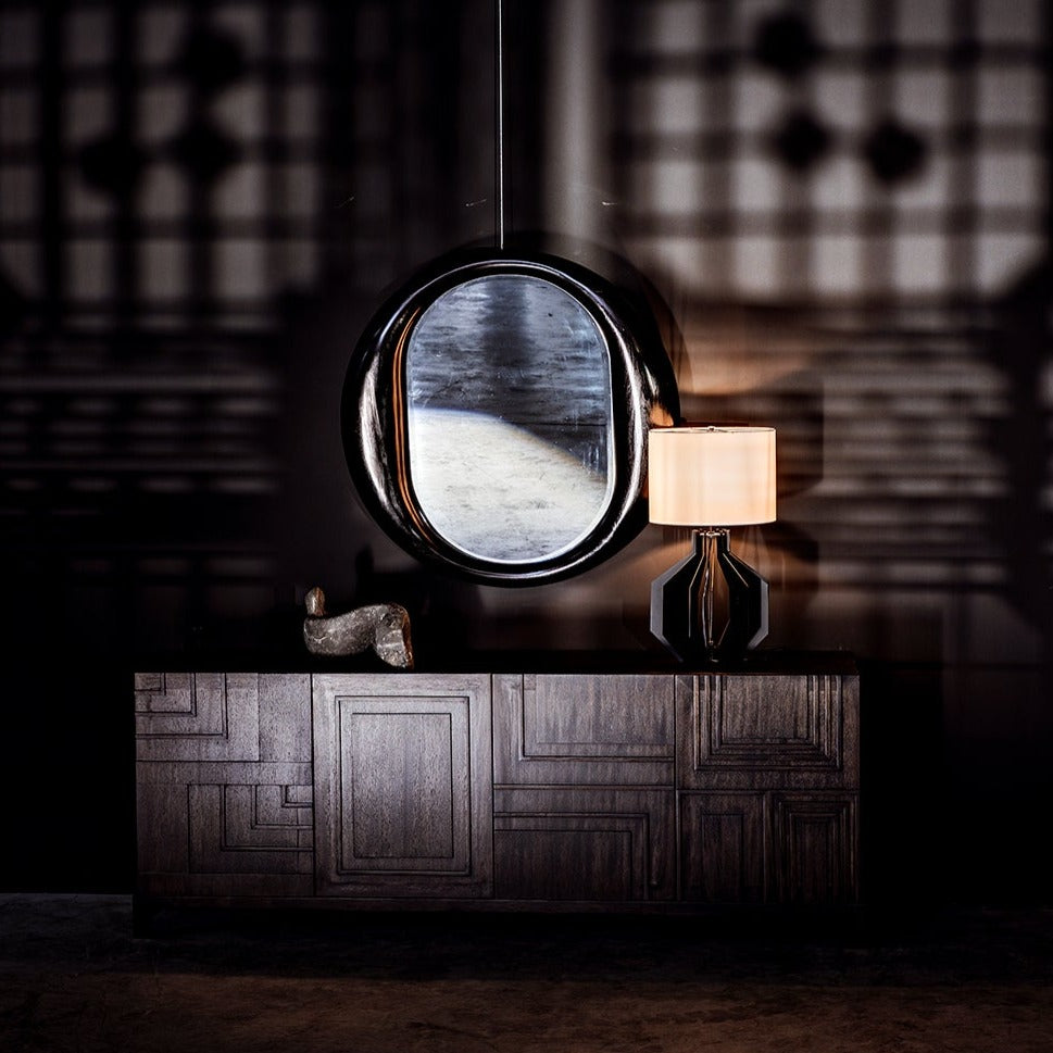 Oh Mirror, Charcoal Black Round Wall Mirror-Wall Mirrors-Noir-Sideboards and Things