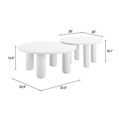 Zuo Modern Ola Aluminum White Coffee Table 2PC