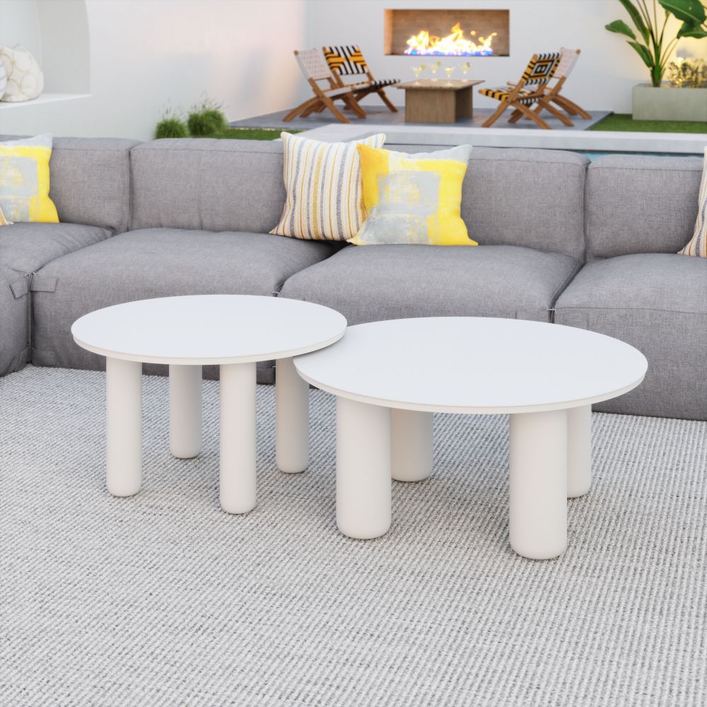 Zuo Modern Ola Aluminum White Coffee Table 2PC