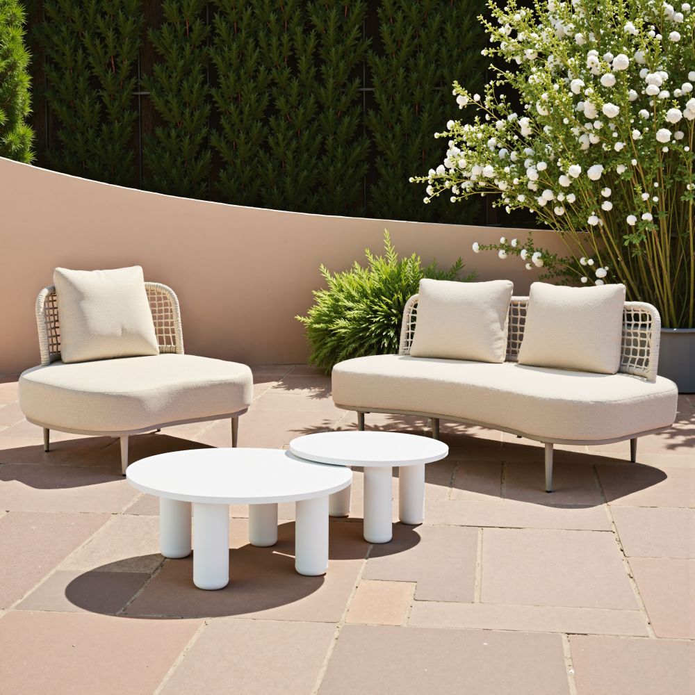 Zuo Modern Ola Aluminum White Coffee Table 2PC