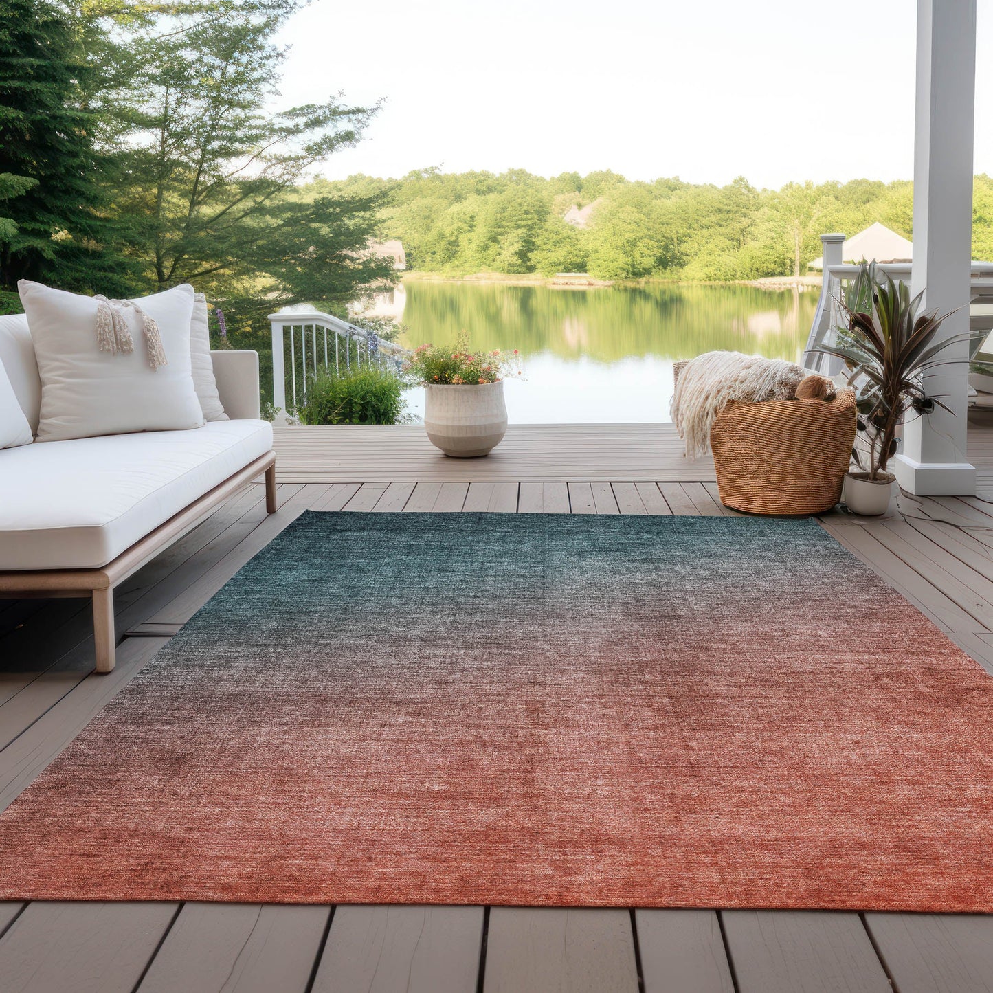 Addison Rugs Ombre Teal Washable Indoor-Outdoor Rug