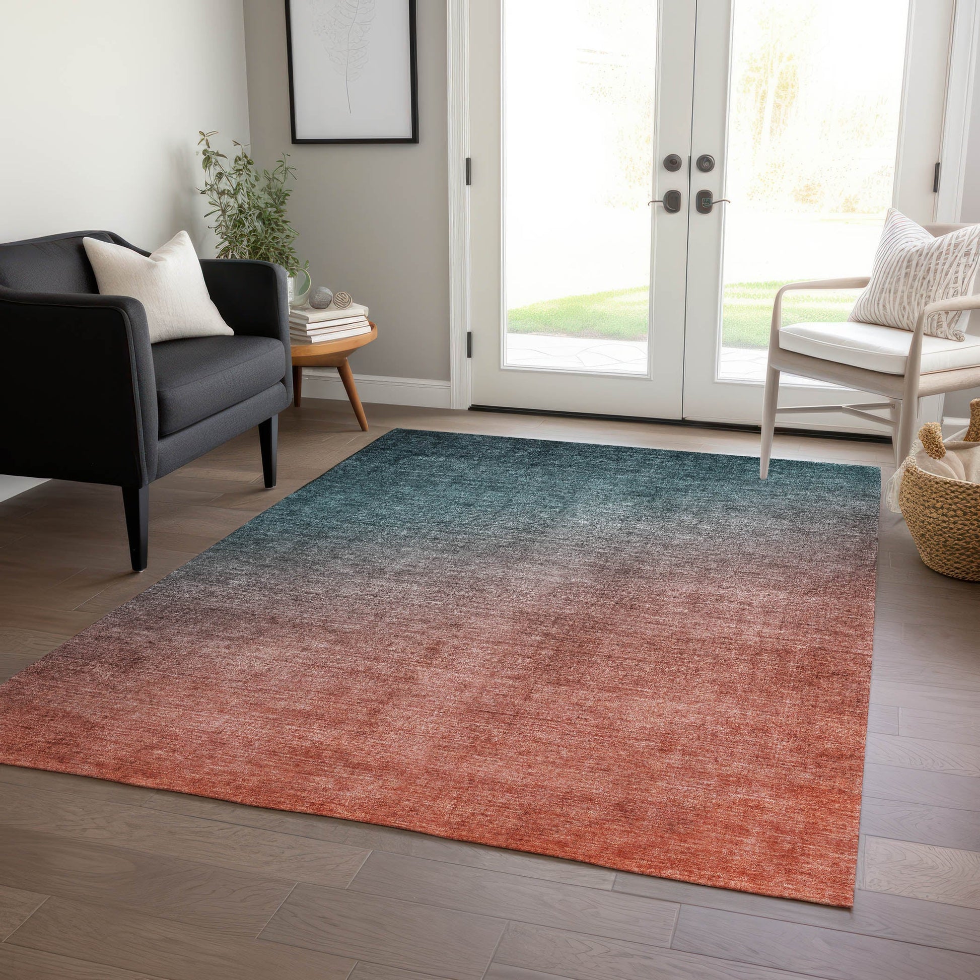 Addison Rugs Ombre Teal Washable Indoor-Outdoor Rug