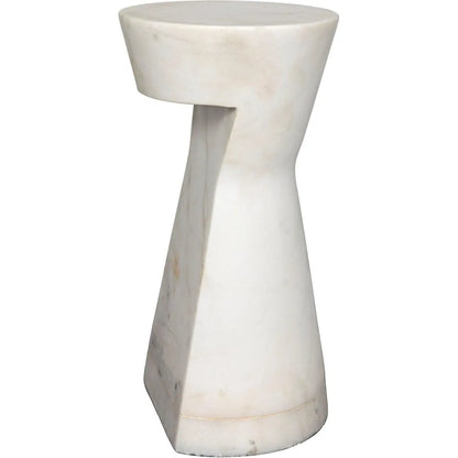 Noir Omon Marble White Round Side Table