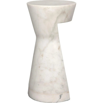 Noir Omon Marble White Round Side Table