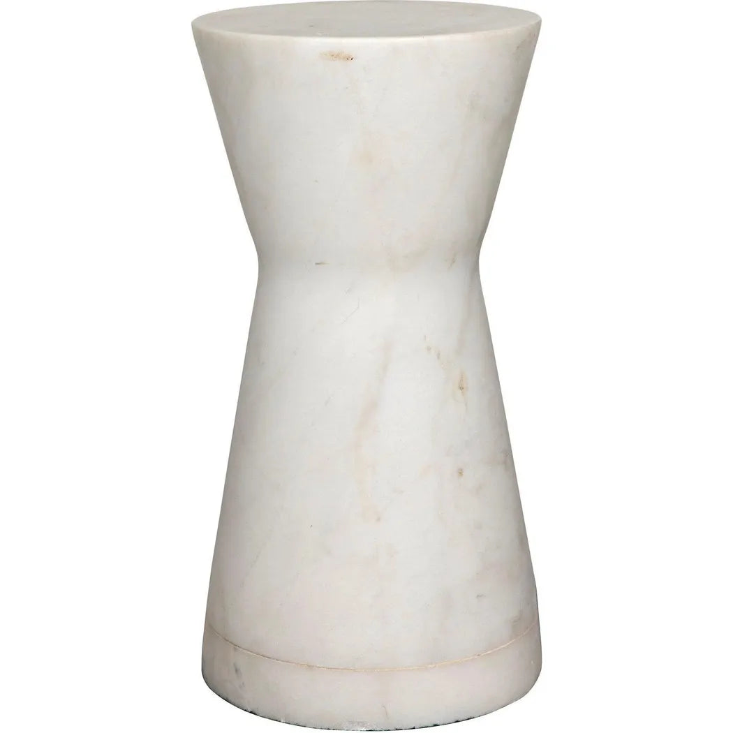 Noir Omon Marble White Round Side Table
