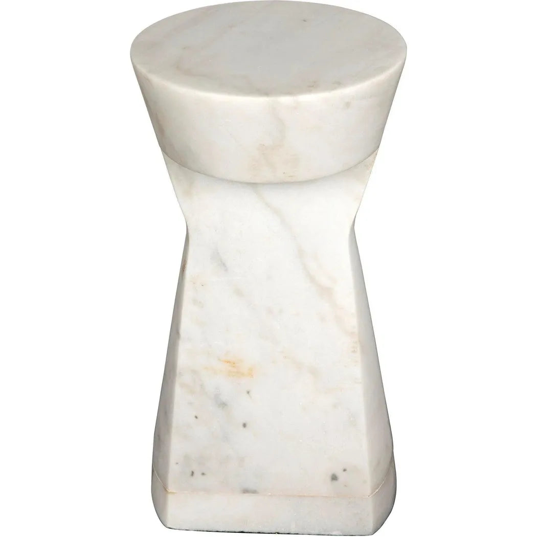 Noir Omon Marble White Round Side Table