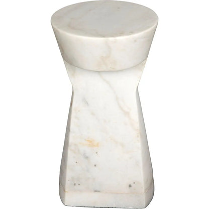 Noir Omon Marble White Round Side Table