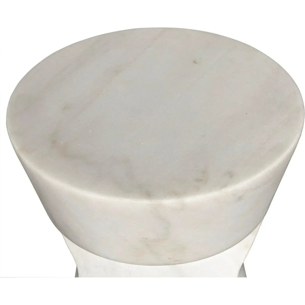 Noir Omon Marble White Round Side Table