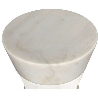 Noir Omon Marble White Round Side Table