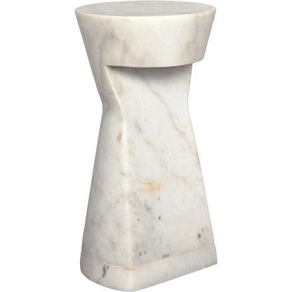 Noir Omon Marble White Round Side Table