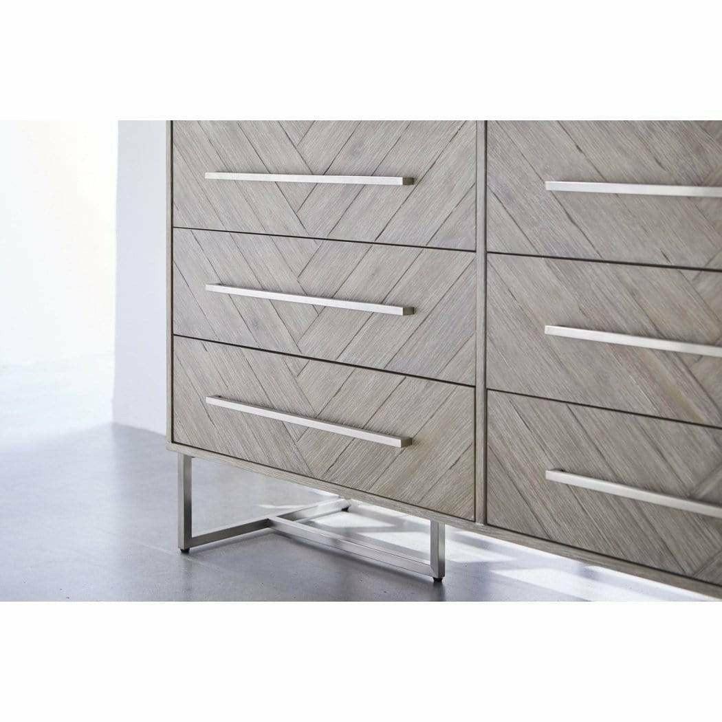 On Stand Mosaic 6-Drawer Double Dresser Acacia Brushed Steel Dressers Sideboards and Things By Essentials For Living