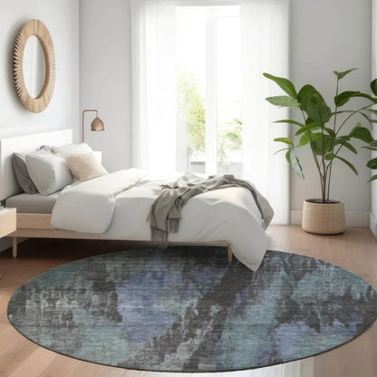 LOOMLAN Rugs Onyxelle Blue Washable Indoor-Outdoor Rug