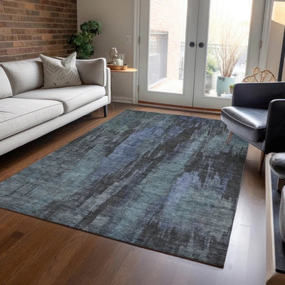 LOOMLAN Rugs Onyxelle Blue Washable Indoor-Outdoor Rug