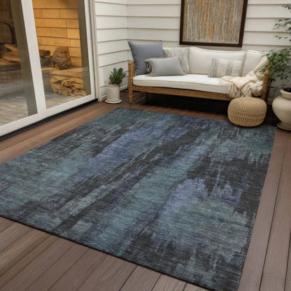 LOOMLAN Rugs Onyxelle Blue Washable Indoor-Outdoor Rug