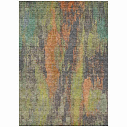 LOOMLAN Rugs Onyxelle Orange Washable Indoor-Outdoor Rug