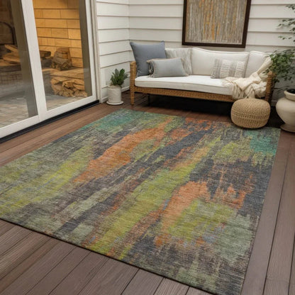 LOOMLAN Rugs Onyxelle Orange Washable Indoor-Outdoor Rug