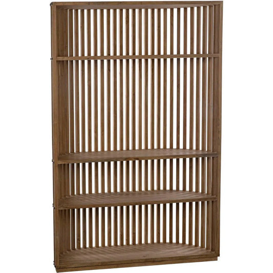 Noir Opal Natural Teak Wood Etagere