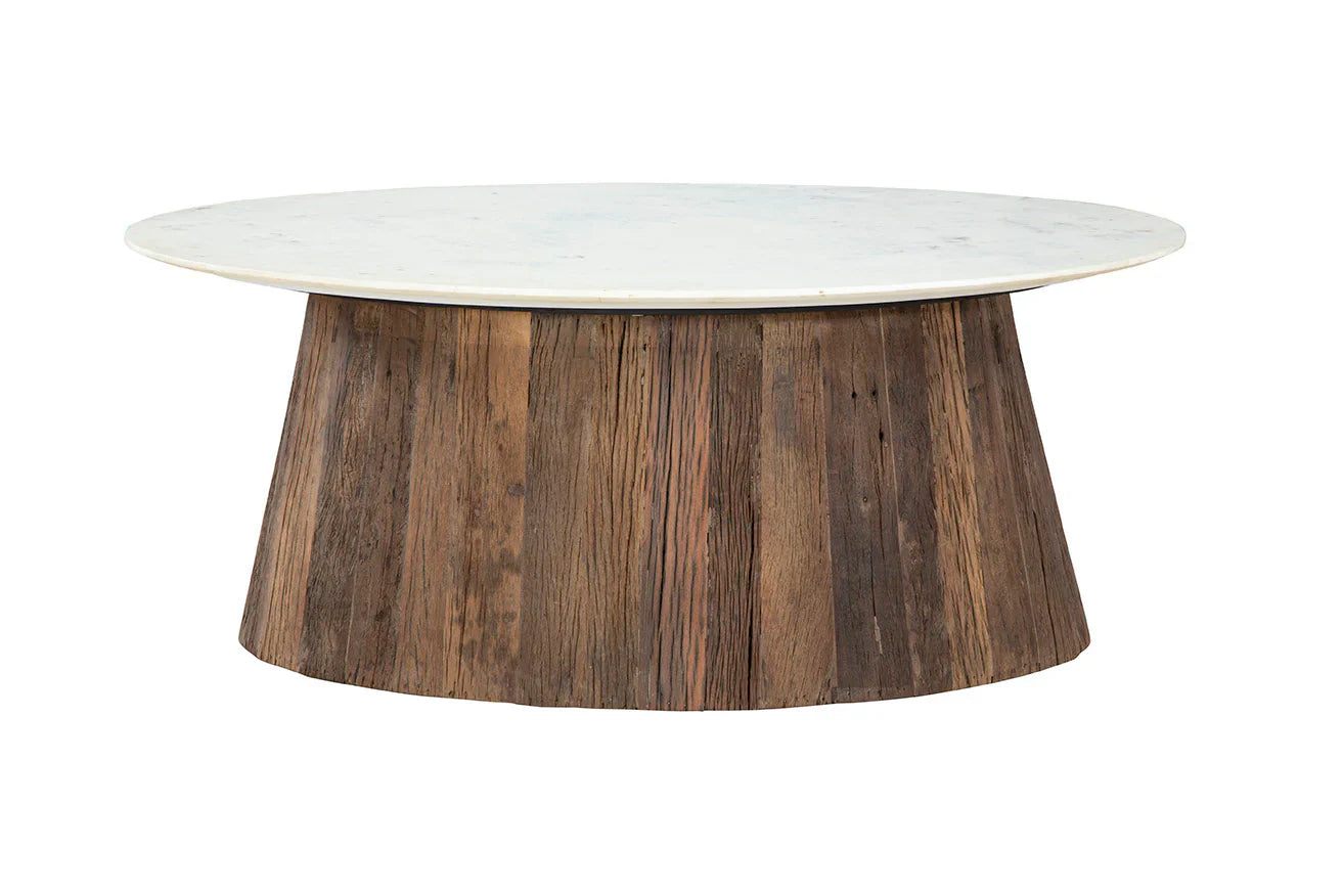 Opal White Marble Topped Oval Coffee Table