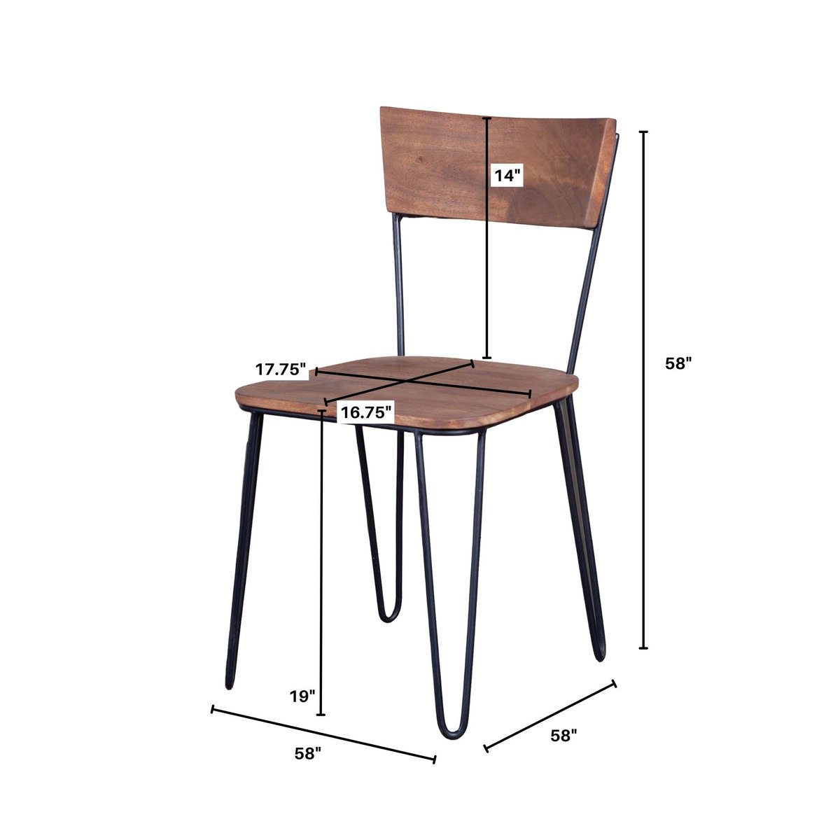 LH Home Organic Wooden Armless Dining Chair (Set of 2)