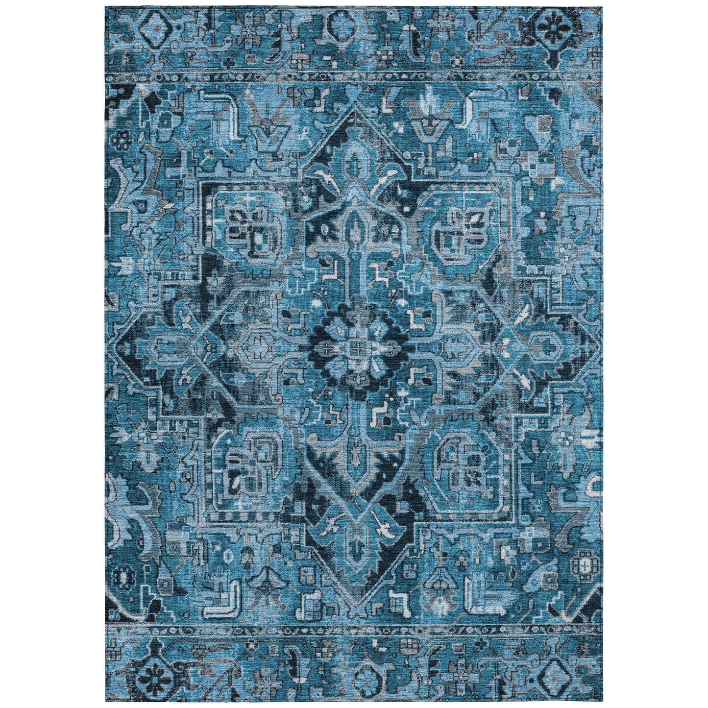 Addison Rugs Oriental Blue Washable Indoor-Outdoor Rug
