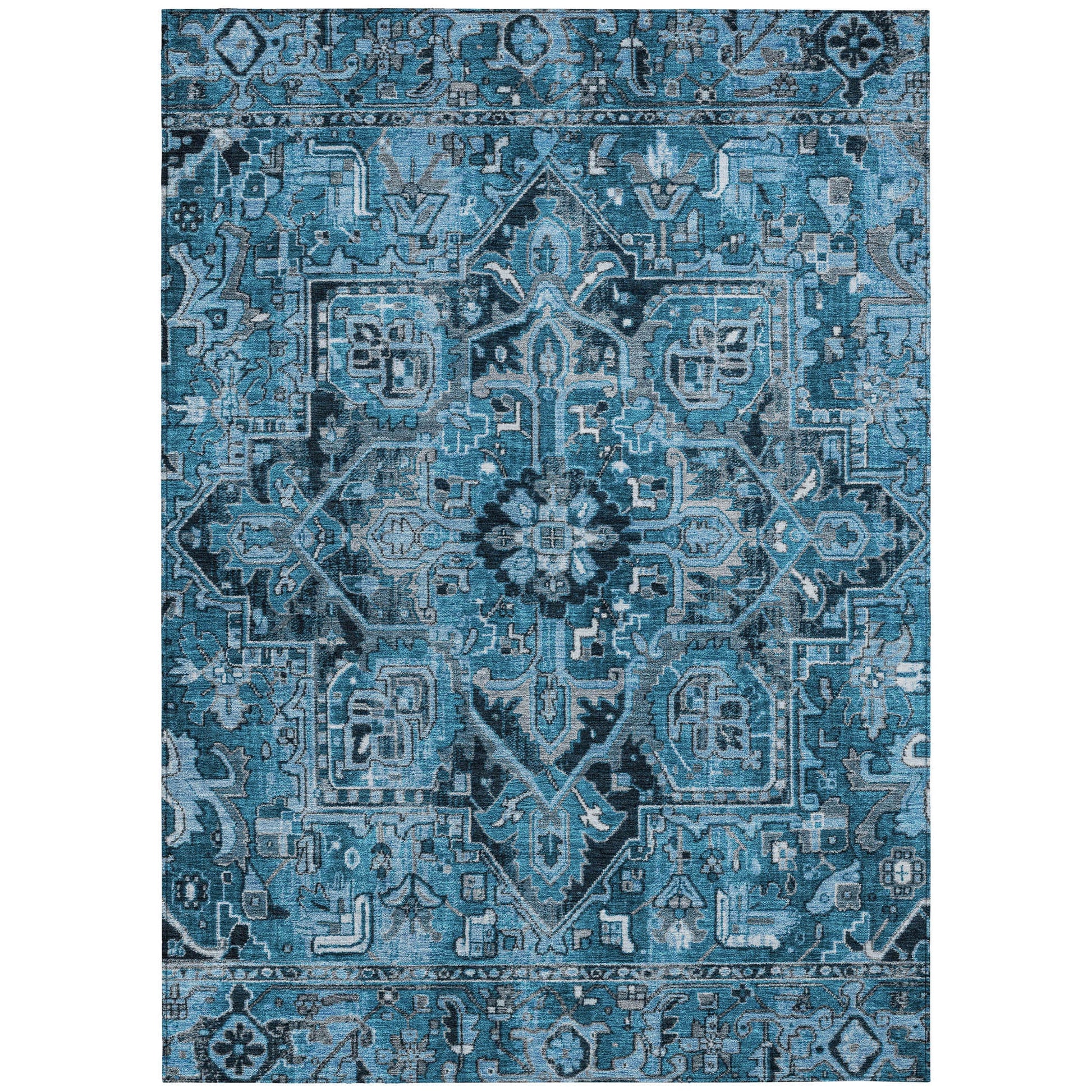 Addison Rugs Oriental Blue Washable Indoor-Outdoor Rug